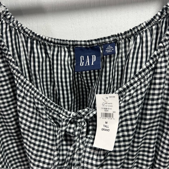GAP Black and White Gingham Dress Waist Fit Medium TALL - Picture 2 of 4